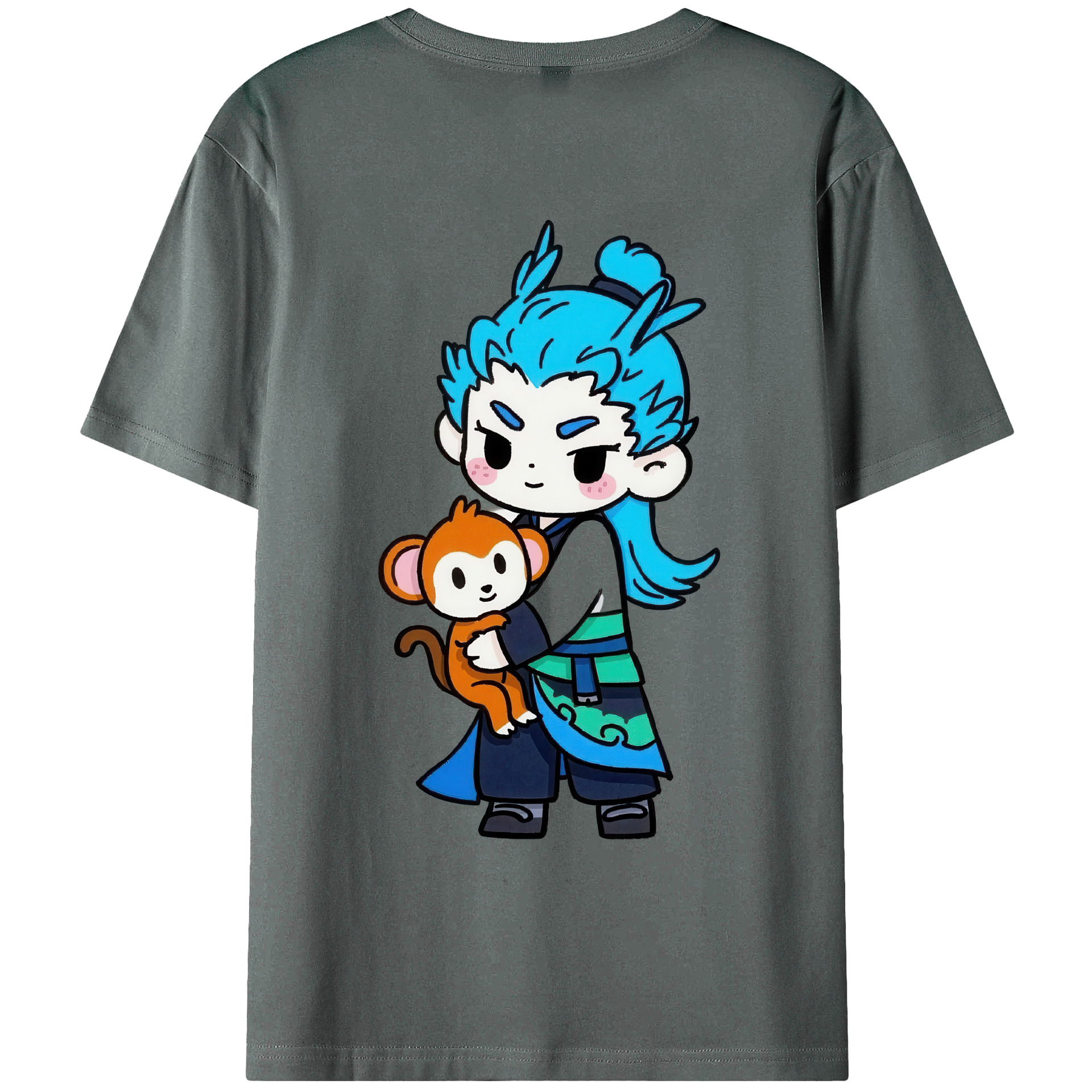 （画像用） Ne Zha 2 ナタ 魔童の大暴れ 綿100％ メンズ半袖Tシャツ（バックプリント） 通気性